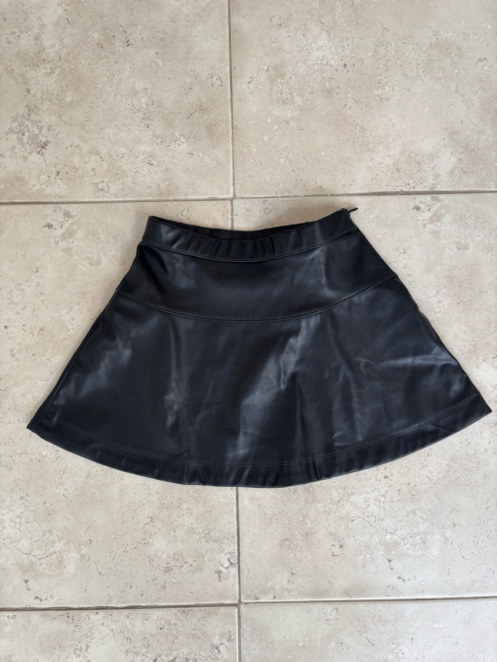 Crewcuts Girls Black Faux Leather Skirt